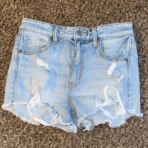 Eunina Light Blue Distressed Denim Shorts XS